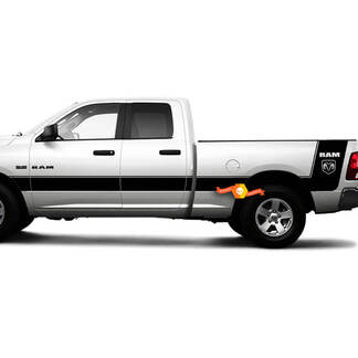 Dodge RAM 1500 2500 RT Laramie Decalcomania personalizzata per camion a strisce in vinile con letto laterale completo
