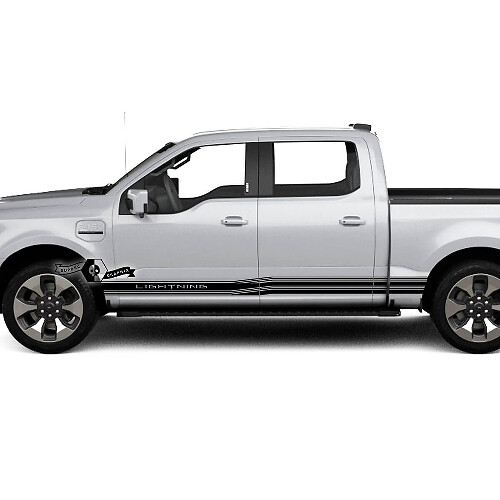 Coppia Ford F-150 Lightning 2022 2023 Rocker Panel Stripes Corpo Porte Decalcomanie Adesivi laterali Grafica Vinile
