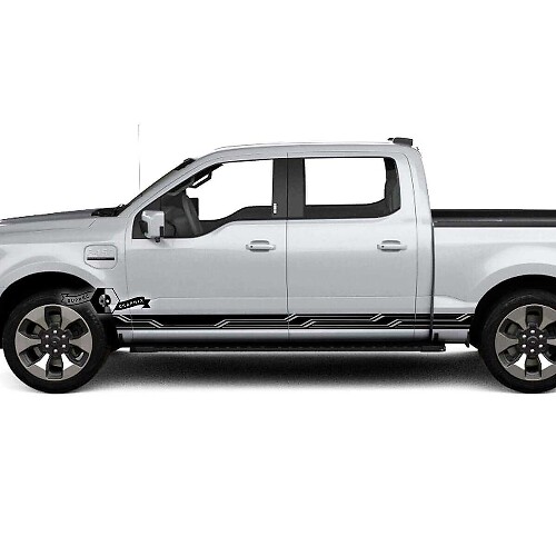 Coppia Musclecar truck Lightning 2022 2023 Pannello a bilanciere Geometria Strisce Corpo Porte Decalcomanie Adesivi laterali Grafica Vinile
