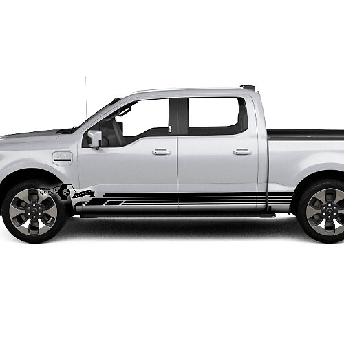 Coppia di strisce adesive per linea del pannello laterale Ford F-150 Lightning 2022 2023, adesivi per porte e fiancate in vinile con grafiche.

