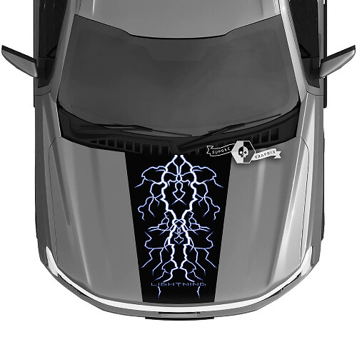 Hood Ford F-150 Lightning 2022 2023 Blackout Dual Lightning Decals Adesivi Grafica Vinile

