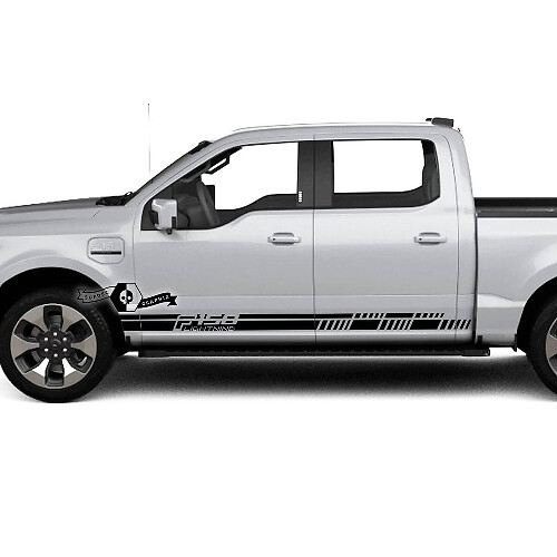 Coppia Ford F-150 Lightning 2022 2023 Rocker Panel Stripes Corpo Decalcomanie Adesivi laterali Grafica Vinile Supdec Design
