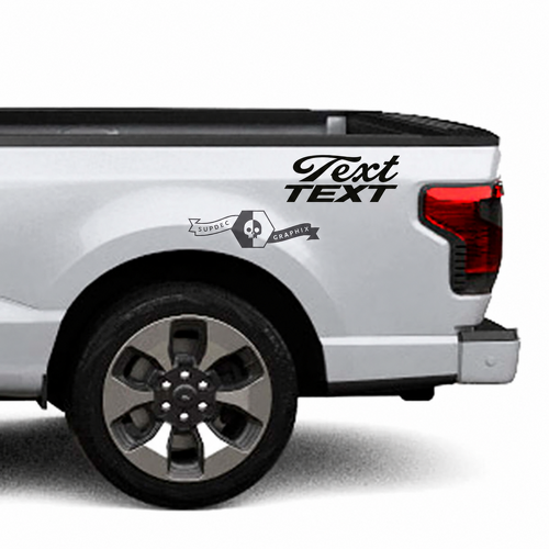 Text Script and TEXT Block Pair Fianco del cassone Adesivo in vinile per Ford F-150 Lightning