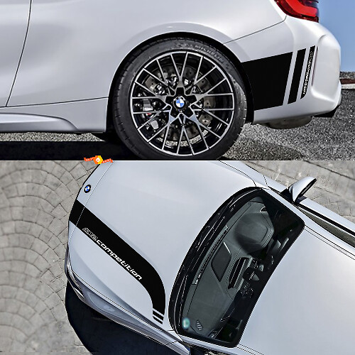 Kit adesivi in vinile con strisce cofano e fiancate posteriori per BMW M2 Competition F87