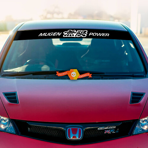 Adesivo Vinilico Striscione Parabrezza Stile Mugen Power per Honda