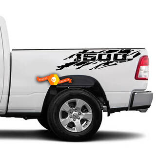 Coppia Dodge Ram 1500 Splash Grunge distrutto logo camion decalcomania del vinile adesivi per decalcomanie grafiche per letto
