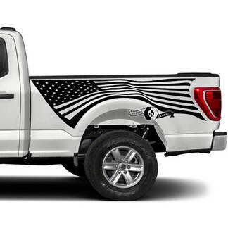 Coppia adesivi per decalcomanie laterali con grafica bandiera USA per letto Ford F-150 XLT 2023
