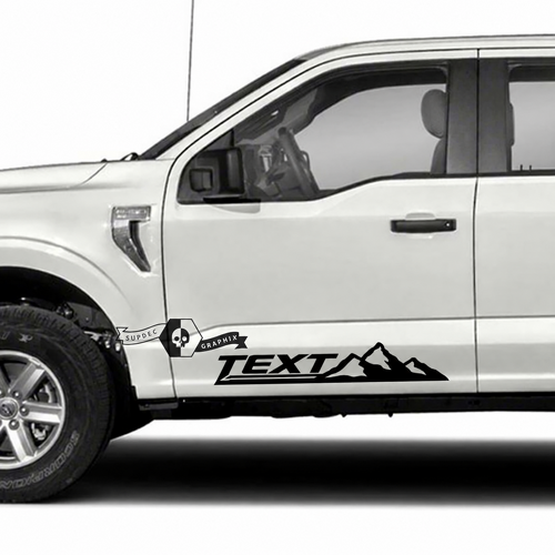 TEXT Three Peak Mountain Line Pair Portiera Adesivo in vinile per Ford F-150 2022-2023
