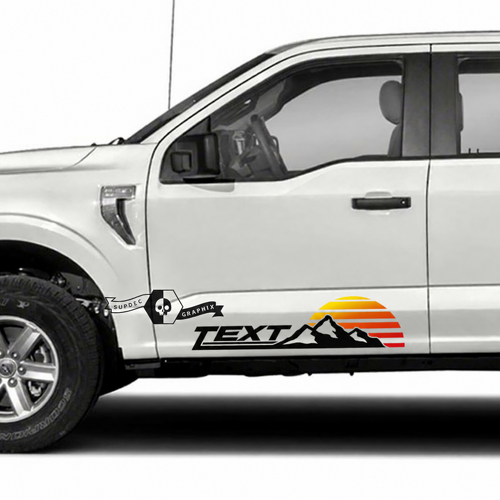 TEXT Striped Sunset Mountain Pair Portiera Adesivo in vinile per Ford F-150