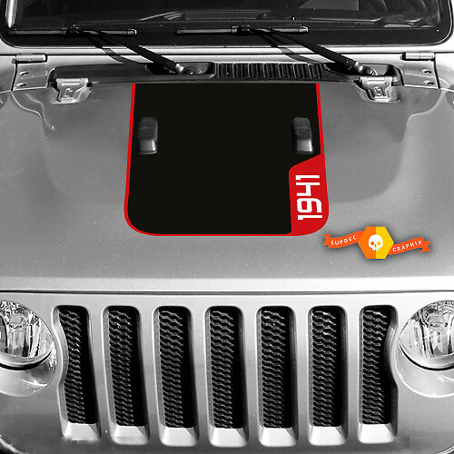 Adesivo in vinile nero per oscuramento cofano 1941 per Jeep Wrangler Rubicon