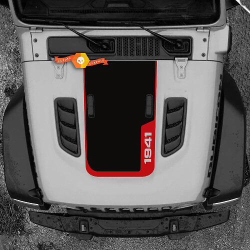 Adesivo in Vinile per Cofano 1941 Grafica 2 per Jeep Wrangler Rubicon 2 Colori