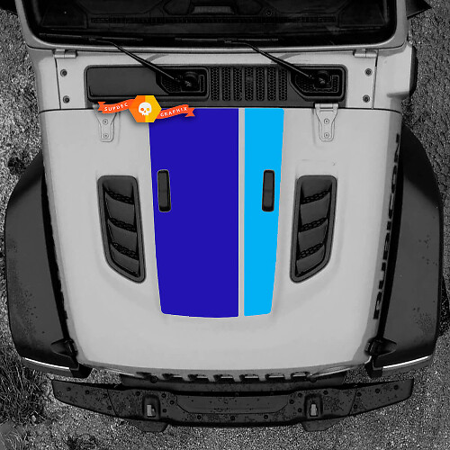 Adesivo in vinile con strisce doppie di larghezza diversa per cofano Jeep Wrangler