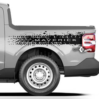 Coppia adesivi per decalcomanie laterali con grafica Splash Mud e tracce di pneumatici per letto Ford F-150 XLT
