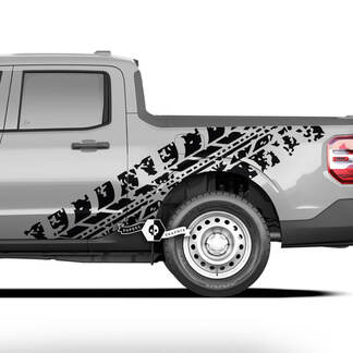 Coppia adesivi per decalcomanie per porte laterali Ford F-150 XLT Bed Tracce di pneumatici Splash Mud Graphics
