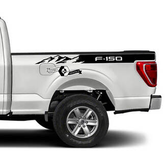 Coppia adesivi per decalcomanie laterali con grafica del logo Ford F-150 XLT Bed Mountains Stripe F-150
