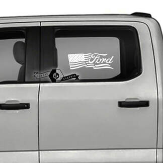 Coppia di adesivi per decalcomanie laterali con logo per finestra con logo Ford USA bandiera laterale
