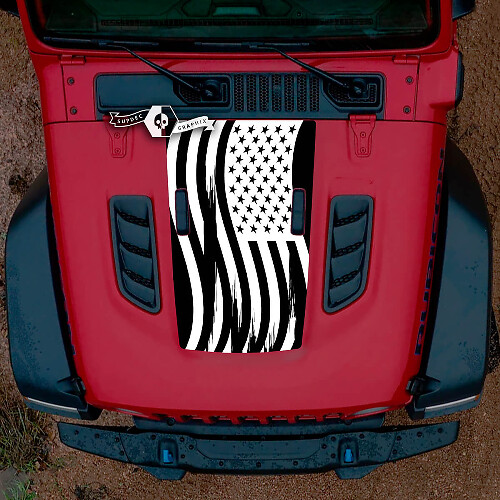 Cofano Jeep RUBICON Wrangler JL vinile USA Flag Banner decalcomania grafica 2 colori
