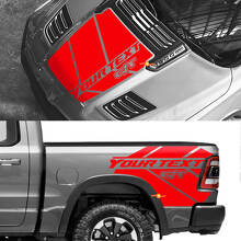 Kit di adesivi in vinile stile GT per cofano e fiancate del cassone per Dodge Ram 1500 Rebel_2