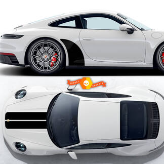Adesivo decalcomania strisce cofano e kit arco posteriore laterale Porsche 911 GTS 992 Carrera 4 GTS

