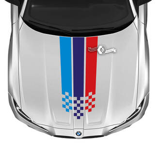 2021+ BMW M4 M3 G80 G82 G83 M Performance Hood M Colore Centro bandiera a scacchiera adesivo decalcomania del vinile
