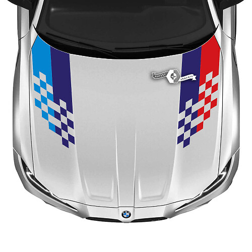 Design del vinile adesivo cofano a scacchi nei colori M per BMW M3 M4 G80 G82 G83