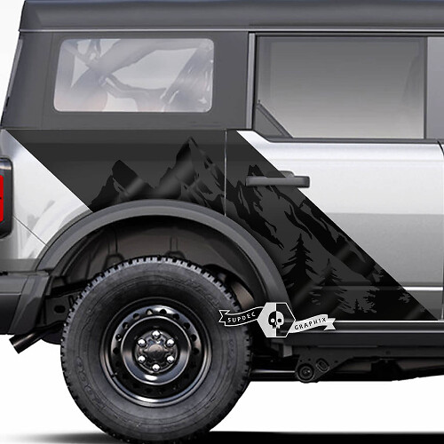 Coppia di adesivi per decalcomanie montagne laterali porte stile foresta per Ford Bronco 2 colori
