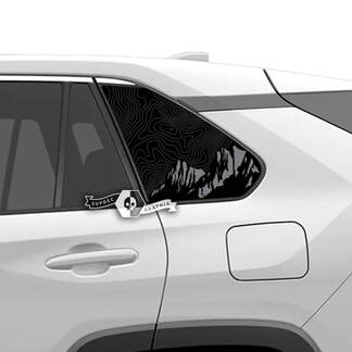 Coppia adesivi decalcomania in vinile con mappa topografica per finestrini laterali Toyota Rav4
