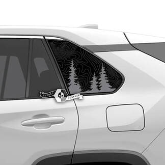 Coppia adesivi decalcomania in vinile con mappa topografica per finestrini laterali Toyota Rav4
