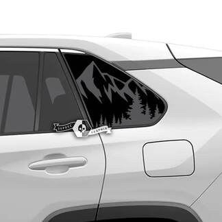 Coppia adesivi decalcomanie in vinile Toyota Rav4 per finestrini laterali, foresta di montagna

