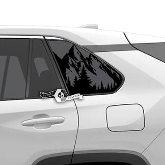 Coppia adesivi decalcomanie in vinile Toyota Rav4 per finestrini laterali, foresta di montagna
