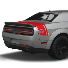 Adesivo in Vinile Personalizzato con Testo e Strisce Posteriori Doppie Super Bee per Cofano Dodge Challenger_3