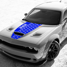 Adesivo in vinile personalizzato a rete a nido d'ape per cofano Dodge Challenger_2
