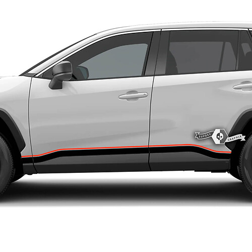 Adesivo in Vinile per Minigonna con Doppie Strisce Curve per Toyota RAV4 2019-2026