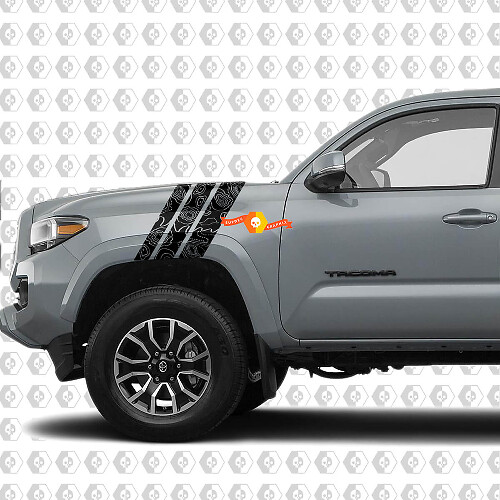 Kit di Adesivi in Vinile a Strisce per Parafango Anteriore Stile Topografico per Toyota Tacoma 2016-24