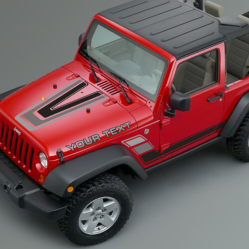 Kit di Adesivi in Vinile Vintage Stripes per Cofano e Fianchi per Jeep Renegade CJ5 CJ7