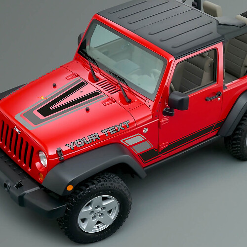 Kit di Adesivi in Vinile Vintage Stripes per Cofano e Fianchi per Jeep Renegade CJ5 CJ7