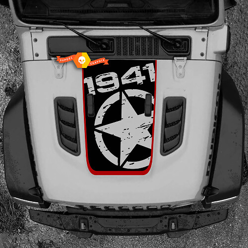 Adesivo in Vinile con Stella Usurata 1941 per Cofano Jeep Wrangler