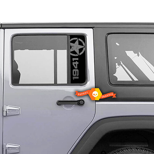 Adesivo in Vinile con Stella Usurata per Finestrino Posteriore Jeep Wrangler Gladiator 1941