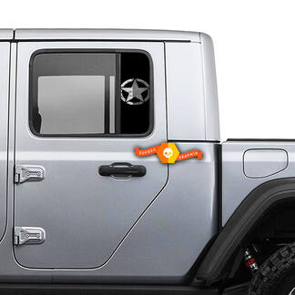 Coppia di adesivi in ​​vinile per porte Jeep Window Army Star Destroyed Gladiator Wrangler

