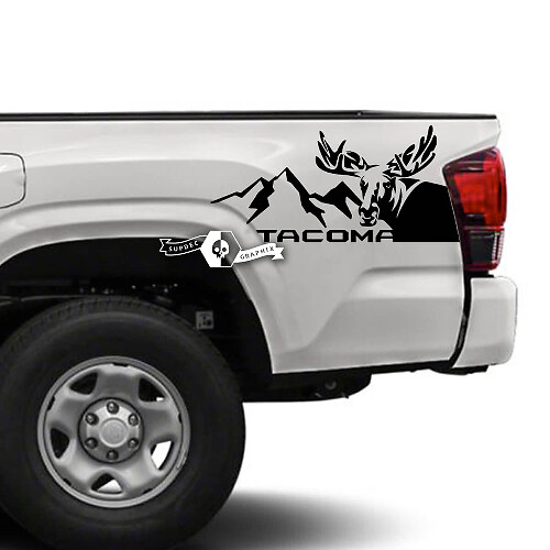 Coppia adesivi grafici per decalcomanie in vinile Toyota Tacoma SR5 lato letto Deer Mountains
