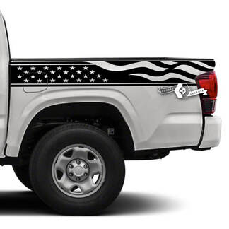 Coppia adesivi grafici per decalcomanie in vinile con bandiera USA sul lato del letto Toyota Tacoma SR5
