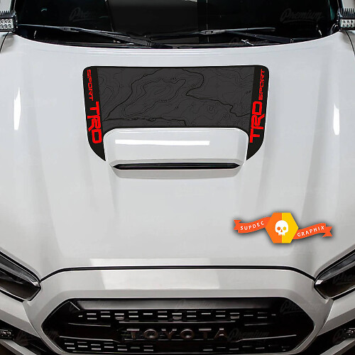 Adesivo in Vinile con Mappa Topografica TRD per Cofano Toyota Tacoma 2016-2024