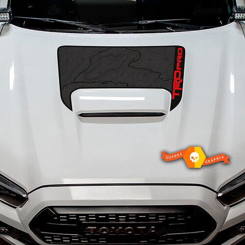 Adesivo in Vinile per Cofano con Mappa Topografica Stile TRD per Toyota Tacoma 2016-2023