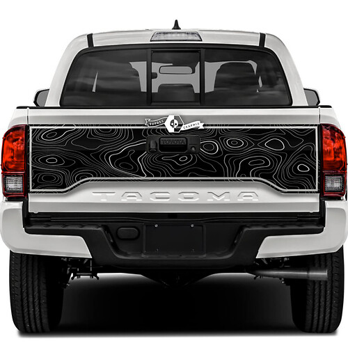 Adesivo grafico per decalcomanie in vinile Topo con mappa topografica del portellone posteriore Toyota Tacoma SR5
