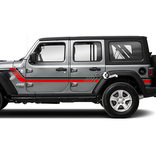 Adesivo in Vinile a Strisce Laterali Doppie a Scacchi per Jeep Wrangler Unlimited