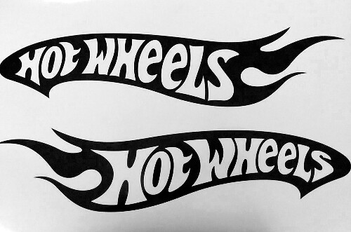 2 decalcomanie adesive in vinile Hot Wheels da 24 pollici ciascuna con lettere invertite lato sinistro e destro
