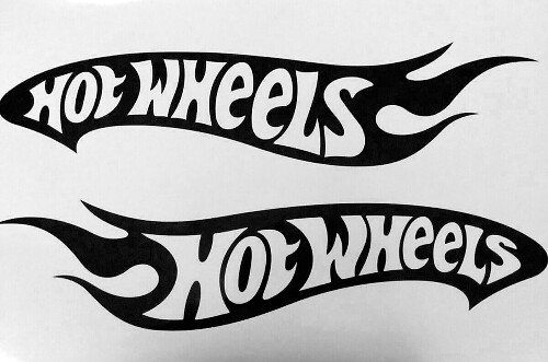 2 decalcomanie adesive in vinile Hot Wheels da 24 pollici ciascuna con lettere invertite lato sinistro e destro
