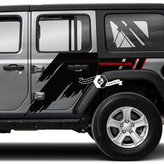 Coppia Jeep Wrangler Unlimited Splash Doors Side Mud 2 colori decalcomania grafica JK 4 porte

