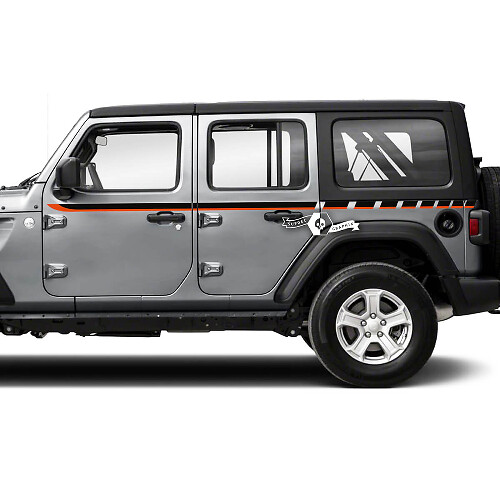 Coppia di adesivi in ​​vinile con striscia laterale per parafango per porte Jeep Wrangler Unlimited Accent Line
