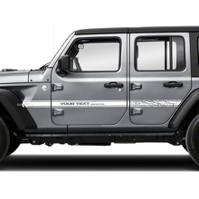 Coppia Jeep Wrangler Unlimited Mappa topografica Topo Accent Line Porte Parafango Striscia laterale Adesivo in vinile
 2